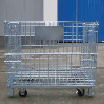 ロック可能なロジスティック折りたたみワイヤーメッシュケージ/移動型鋼製貯蔵コンテナ