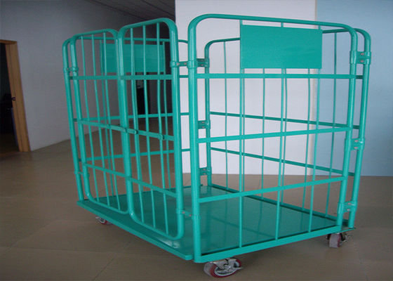 折りたたむ 積み重ねられるワイヤ網格 収納ケージ 輸送用のロールケージ トロッリー