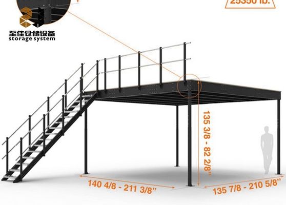 鉄鋼構造 2 層産業用メザンジン床棚システム